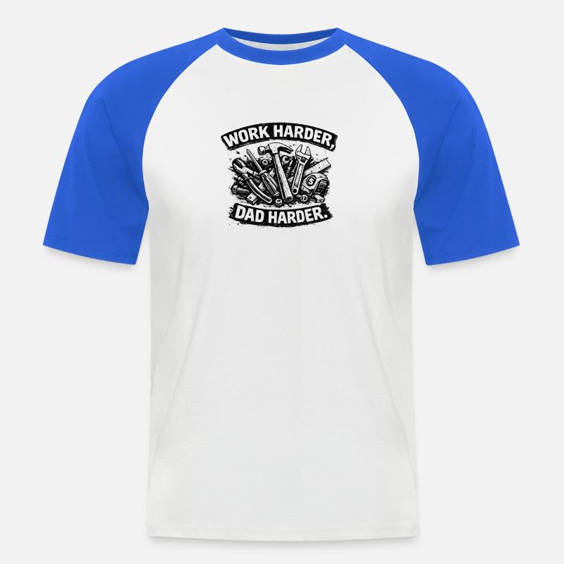 Father work: More commitment - Men's Baseball T-Shirt - white/royal blue