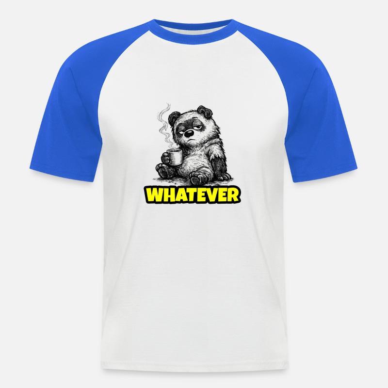 Whatever – Grumpy Bear Coffee (Sketch) - Männer Baseball-T-Shirt - Weiß/Royalblau