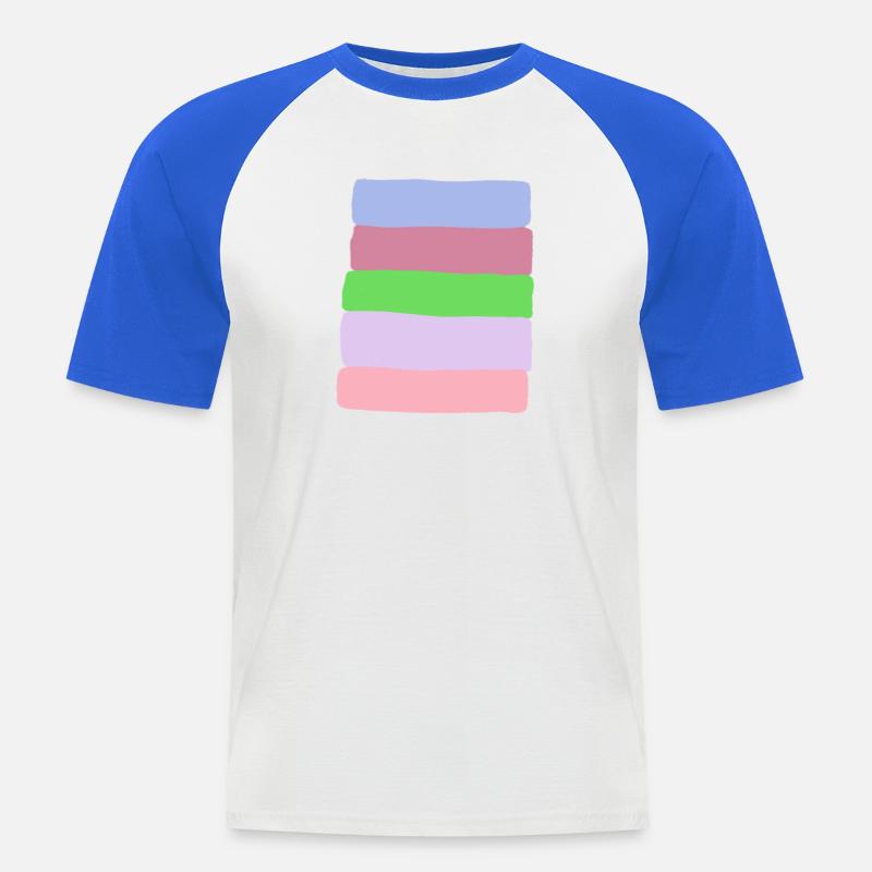 Pastellstreifen-Stack - Männer Baseball-T-Shirt - Weiß/Royalblau