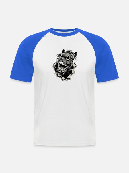 Popkultur Pferd – Grinsend Twotone Illustration - Männer Baseball-T-Shirt - Weiß/Royalblau