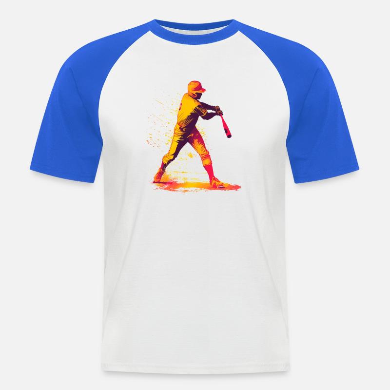 Farbexplosion Baseball-Schläger - Männer Baseball-T-Shirt - Weiß/Royalblau