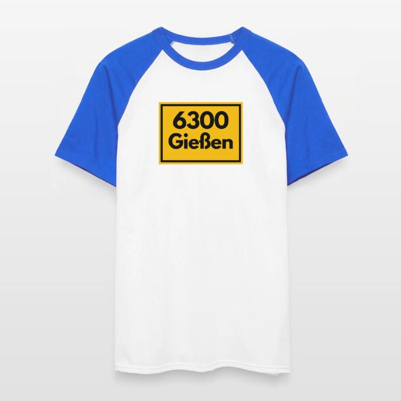 OLD POSTCODE ZIP CODE RETRO 6300 GIESSEN Men's Baseball T-Shirt