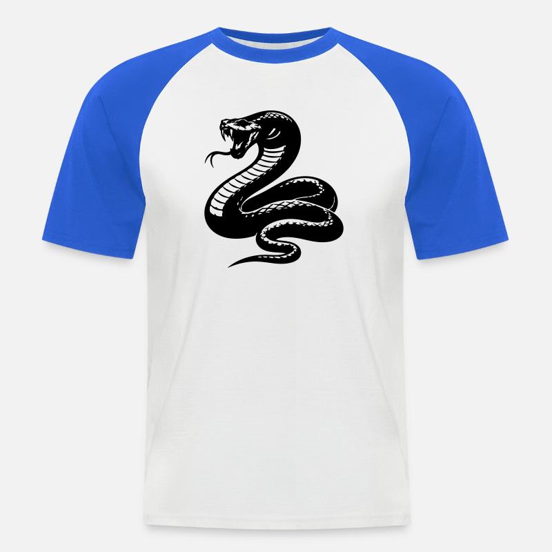 Schlange Python Silhouette - Männer Baseball-T-Shirt - Weiß/Royalblau