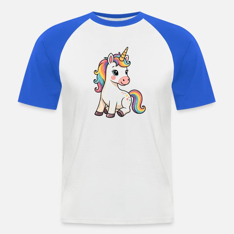 Süßes Einhorn - Männer Baseball-T-Shirt - Weiß/Royalblau