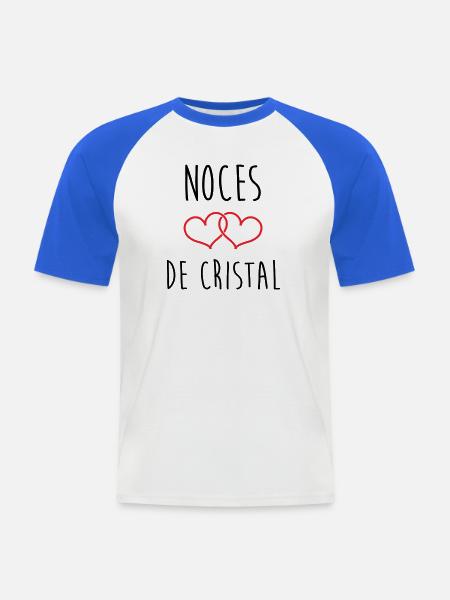 Crystal Wedding 15 Years of Marriage - Men's Baseball T-Shirt - white/royal blue
