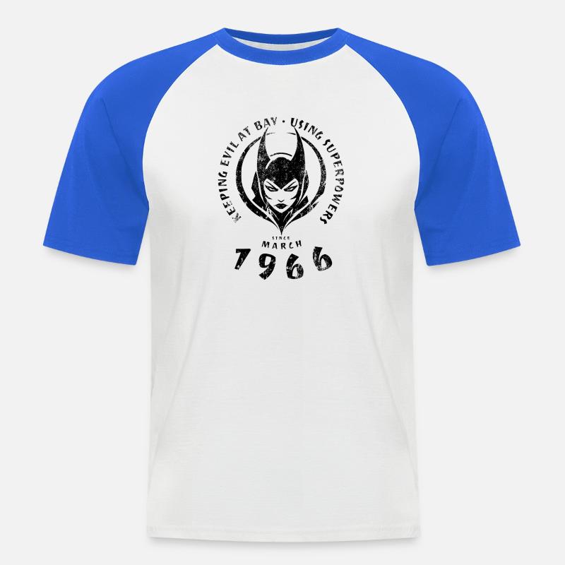 60. Birthday Using Superpowers Since 03/1966 - Men's Baseball T-Shirt - white/royal blue