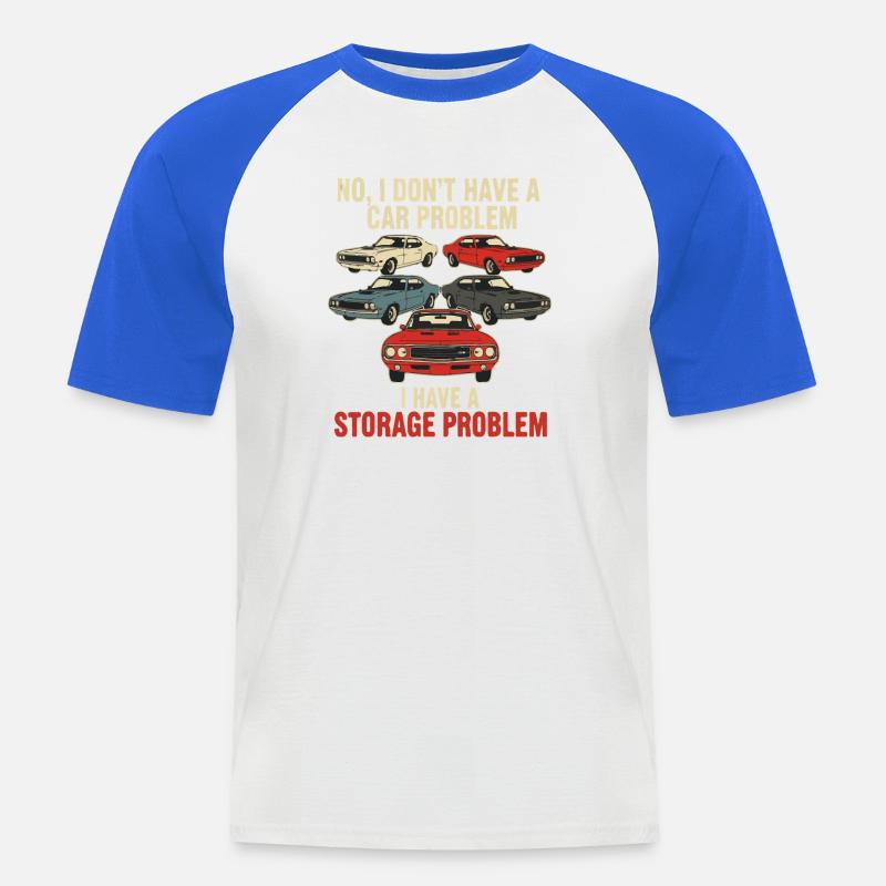 Storage Problem Car Meme Tee - Men's Baseball T-Shirt - white/royal blue