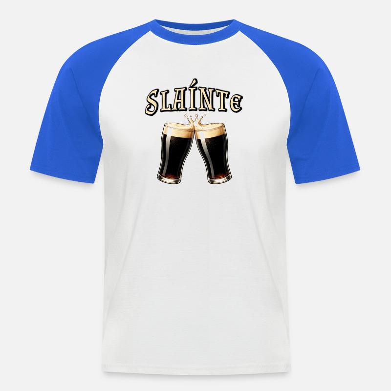 Sláinte - Irischer Trinkspruch mit Bier - Männer Baseball-T-Shirt - Weiß/Royalblau