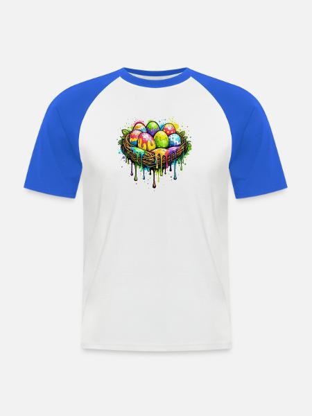 Buntes Osternest im Graffiti Stil  - Männer Baseball-T-Shirt - Weiß/Royalblau