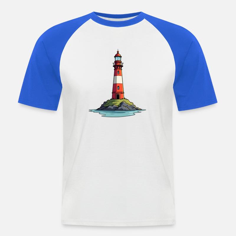 fyr - Kortärmad basebolltröja herr - vit/kungsblå