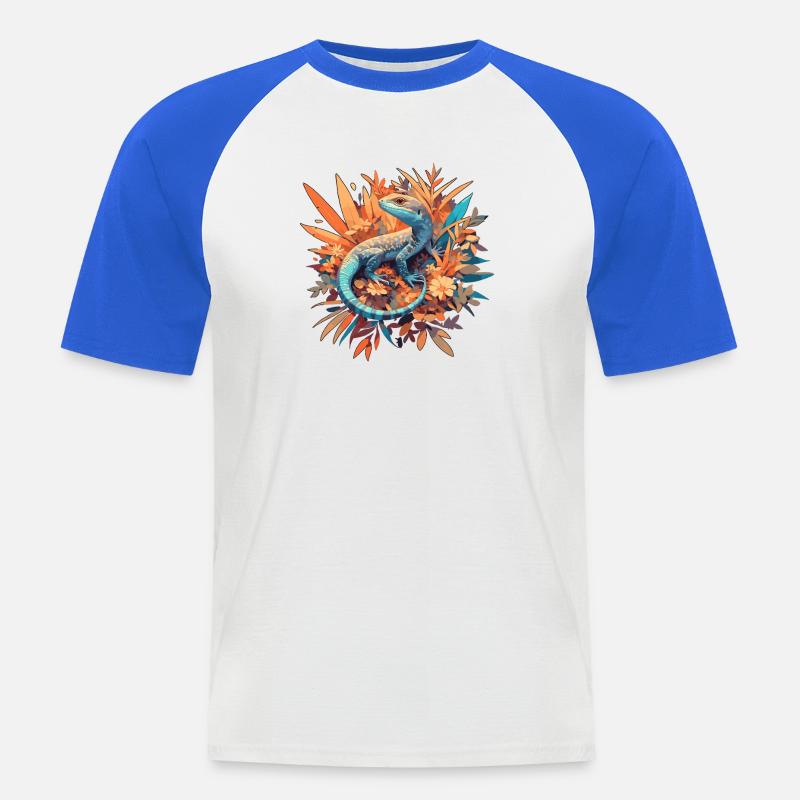 Eidechsen Eidechse - Männer Baseball-T-Shirt - Weiß/Royalblau