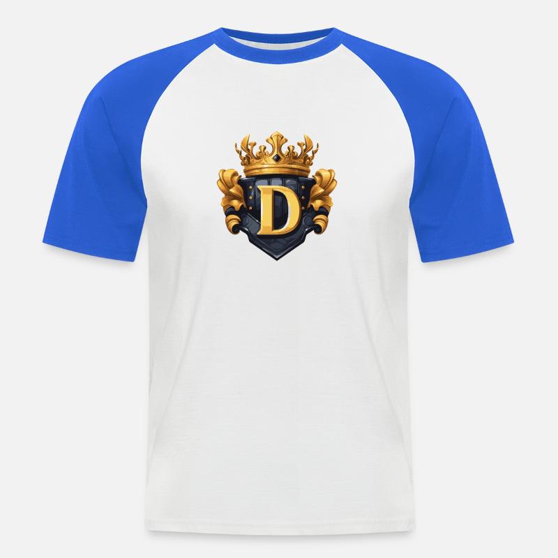 D Buchstabe Name Krone - Männer Baseball-T-Shirt - Weiß/Royalblau