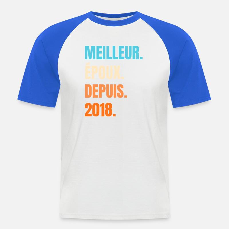 Bester Ehemann seit 2018 Geschenk-Ehemann - Männer Baseball-T-Shirt - Weiß/Royalblau