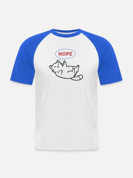 Laughing Cat Nope Middle Finger - Men's Baseball T-Shirt - white/royal blue
