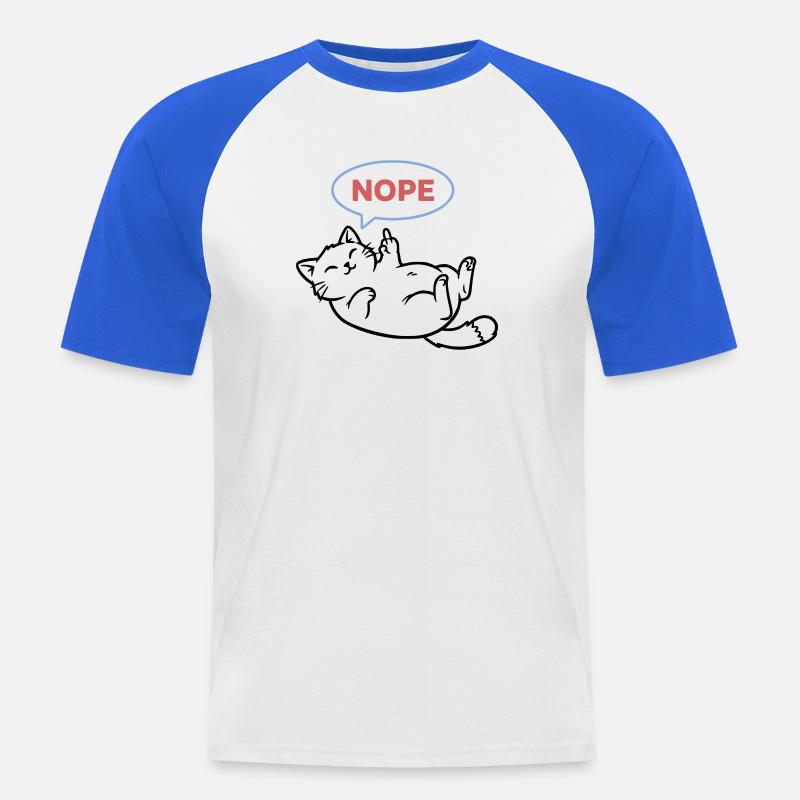 Lachende Katze Nope Mittelfinger - Männer Baseball-T-Shirt - Weiß/Royalblau
