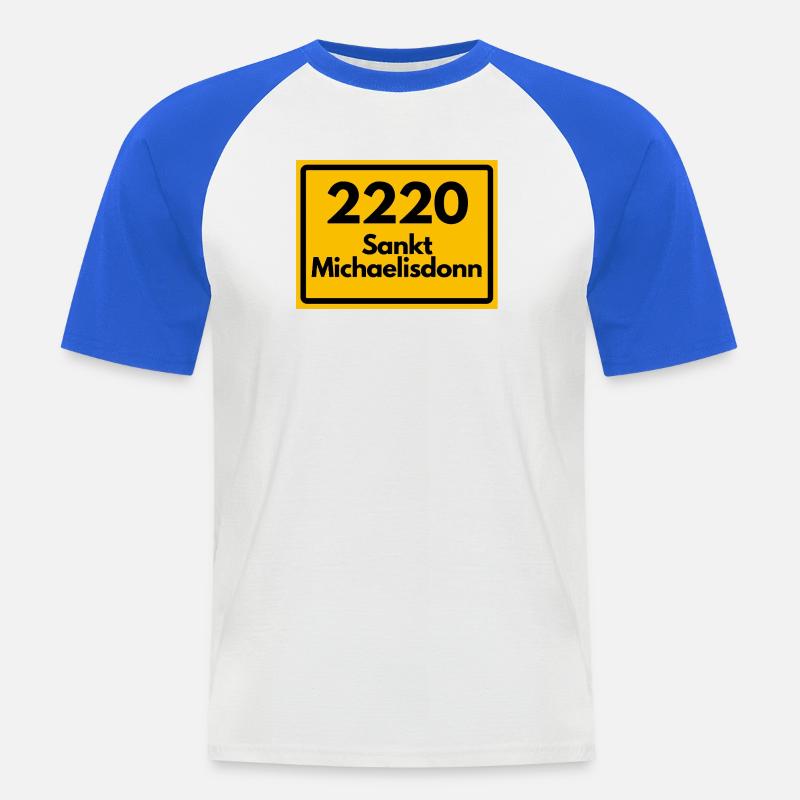 OLD POSTCODE POSTCODE 2220 SANKT MICHAELISDONN - Men's Baseball T-Shirt - white/royal blue