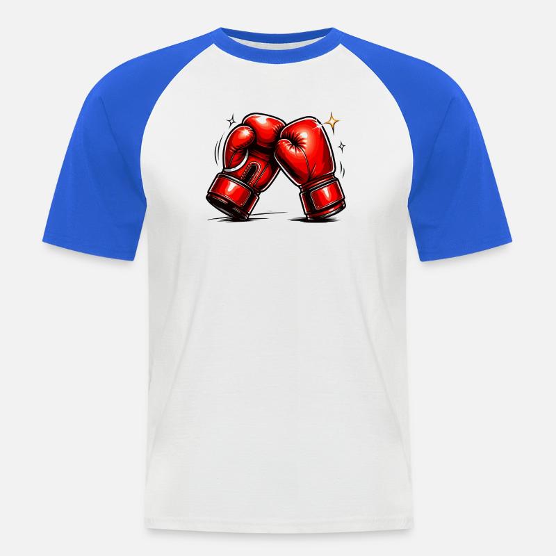 Rote Boxhandschuhe Kraft und Dynamik - Männer Baseball-T-Shirt - Weiß/Royalblau