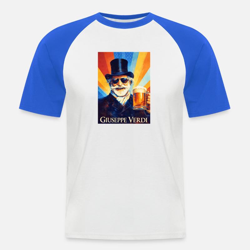 Giuseppe Verdi - Maglia da baseball a manica corta da uomo - bianco/blu royal