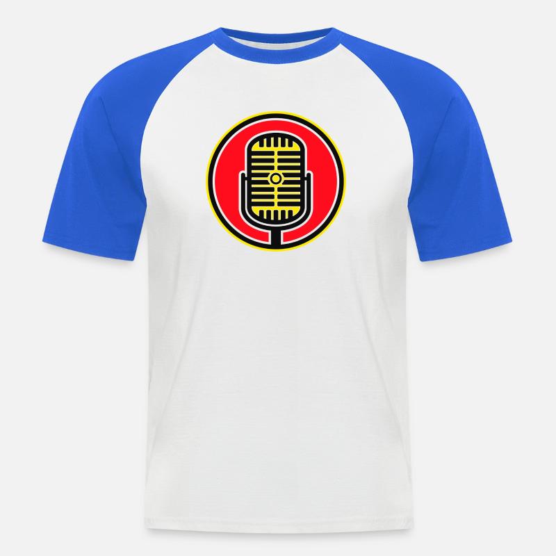 Distintivo Microfono Retrò - Maglia da baseball a manica corta da uomo - bianco/blu royal