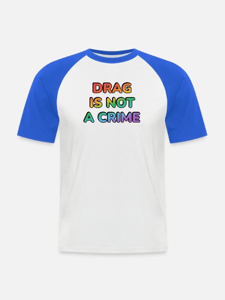 Drag ist kein Verbrechen – Regenbogen-Glyphen - Männer Baseball-T-Shirt - Weiß/Royalblau
