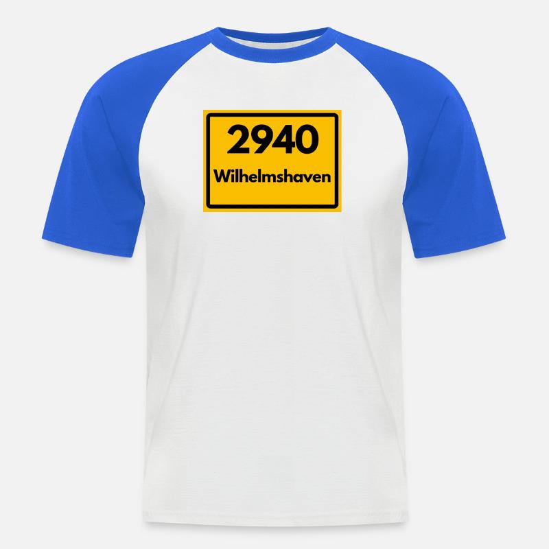 OLD POSTCODE POSTCODE RETRO 2940 WILHELMSHAVEN - Men's Baseball T-Shirt - white/royal blue
