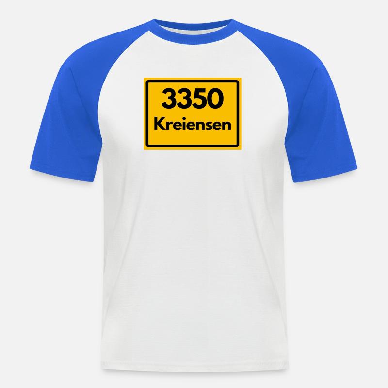 OLD POSTCODE POSTCODE RETRO 3350 KREIENSEN - Men's Baseball T-Shirt - white/royal blue