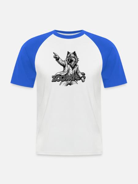 Eurasier | Zoomies - Männer Baseball-T-Shirt - Weiß/Royalblau