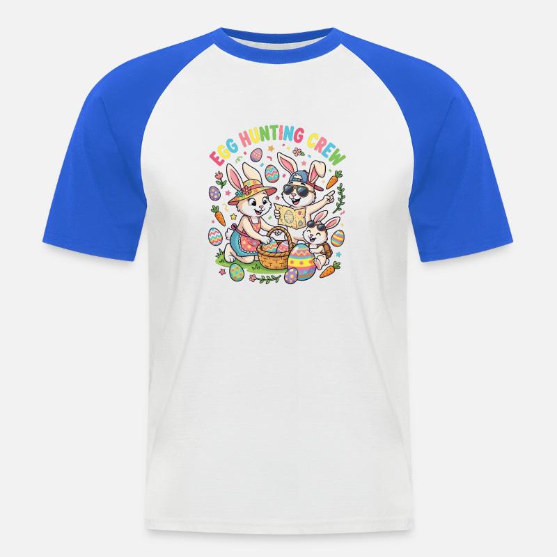 Hosterhasen Familie -Eier Sammler - Männer Baseball-T-Shirt - Weiß/Royalblau