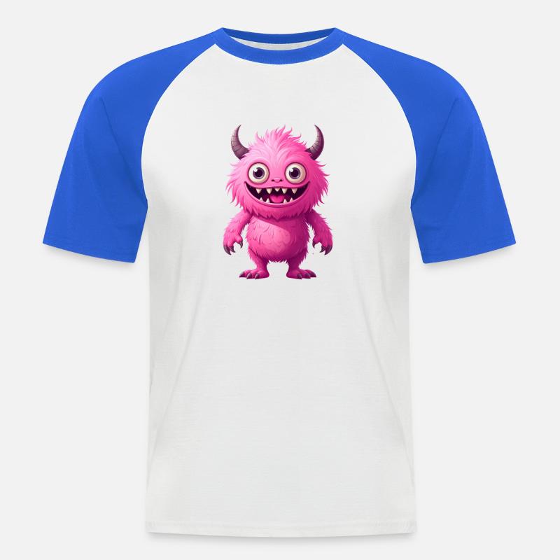 Mostro Rosa - Maglia da baseball a manica corta da uomo - bianco/blu royal