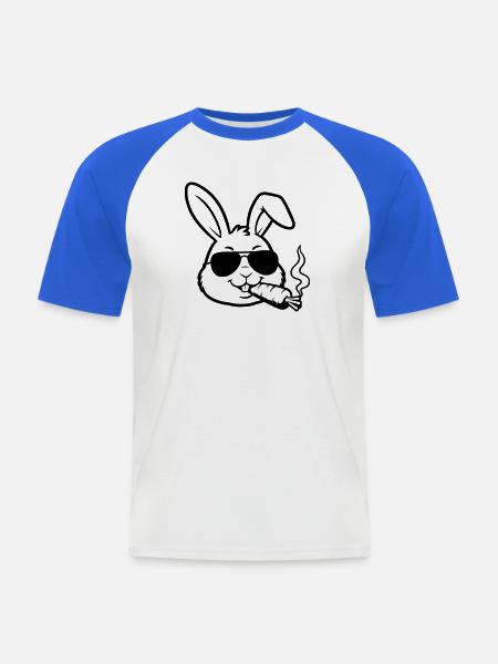 Cooler Hase Brille Karotte Outline - Männer Baseball-T-Shirt - Weiß/Royalblau