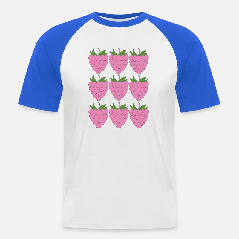 Raspberry Grid Pattern - Men's Baseball T-Shirt - white/royal blue