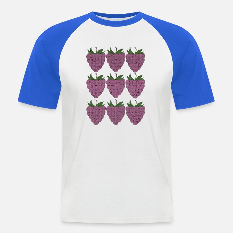 raspberry pattern textile - Men's Baseball T-Shirt - white/royal blue