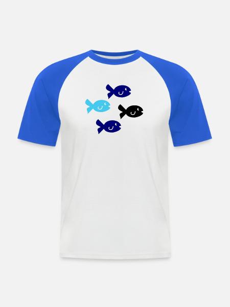 Pisces Silhouette - Men's Baseball T-Shirt - white/royal blue