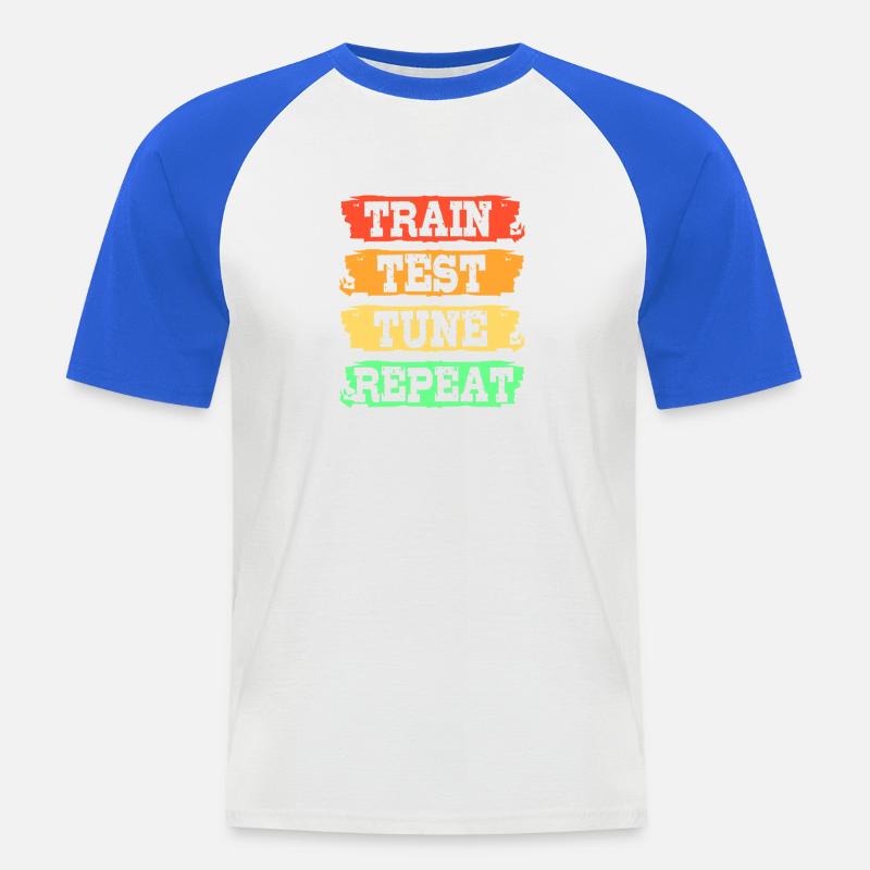 Programmeur codeur GPT - T-shirt baseball manches courtes Homme - blanc/bleu royal