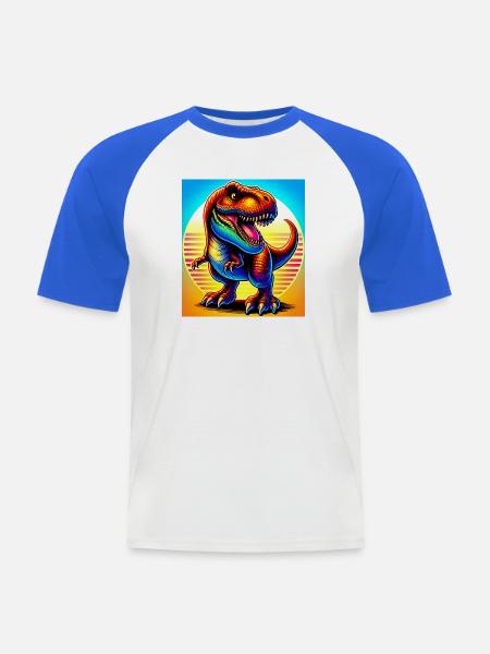 dinosaur - Men's Baseball T-Shirt - white/royal blue