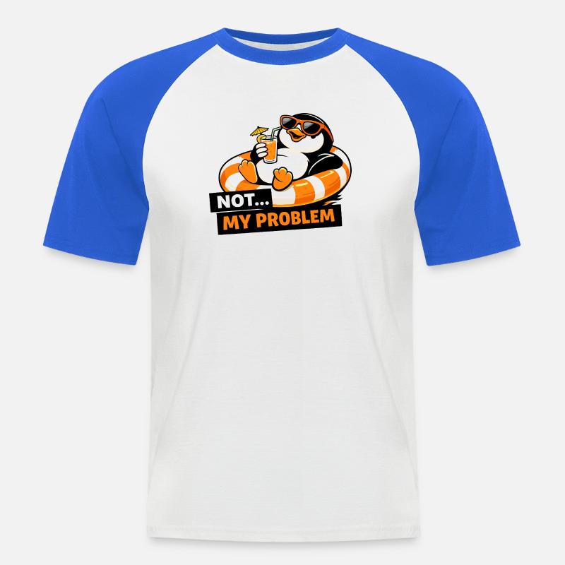 Nicht mein Problem, Penguin Chill - Männer Baseball-T-Shirt - Weiß/Royalblau