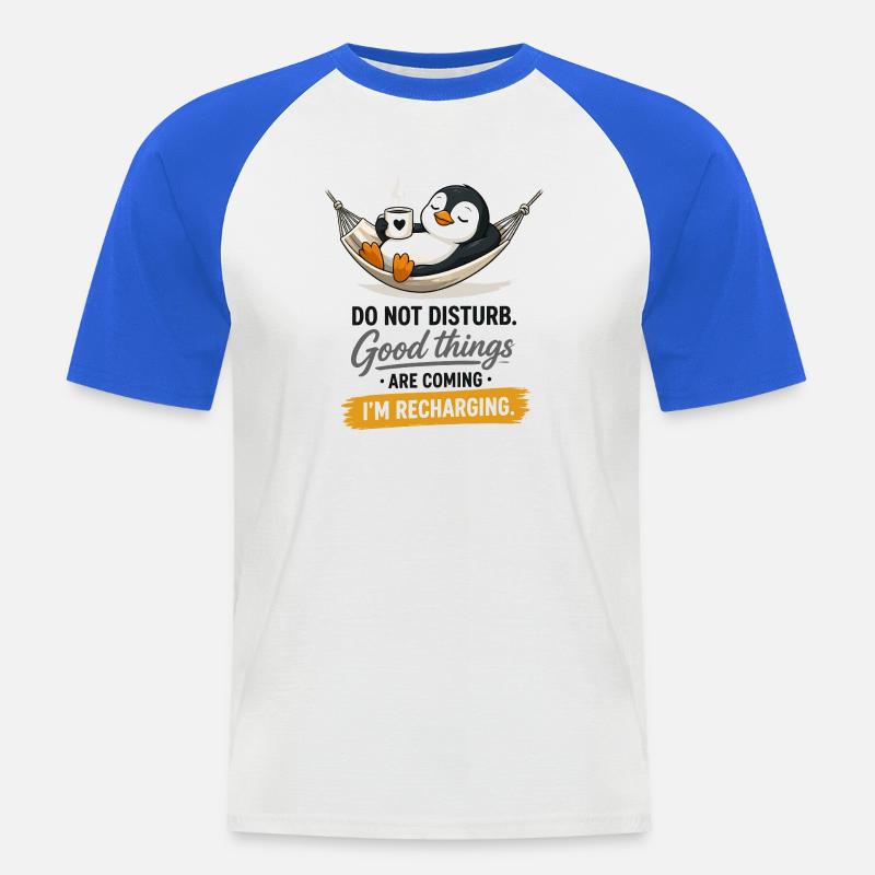 Penguin Recharging Hammock - Men's Baseball T-Shirt - white/royal blue
