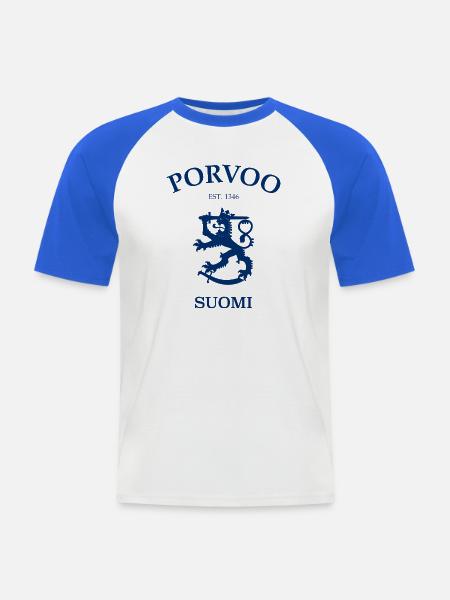 Porvoo Suomi Finland  - Männer Baseball-T-Shirt - Weiß/Royalblau