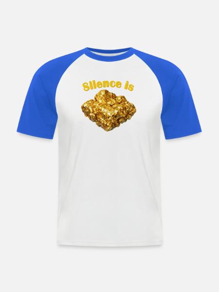 Silence is Golden Nugget - Men's Baseball T-Shirt - white/royal blue