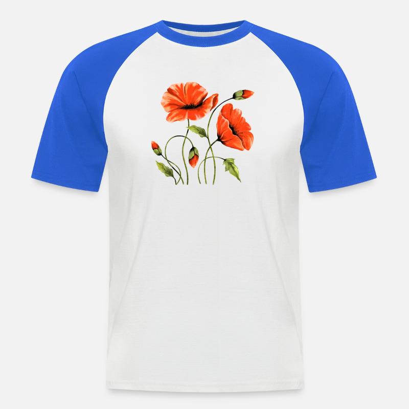 Blommor - Kortärmad basebolltröja herr - vit/kungsblå