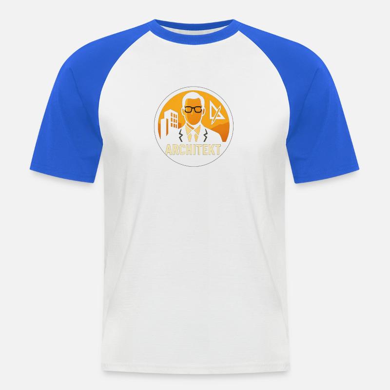 Plan d’icône d’architecte - T-shirt baseball manches courtes Homme - blanc/bleu royal