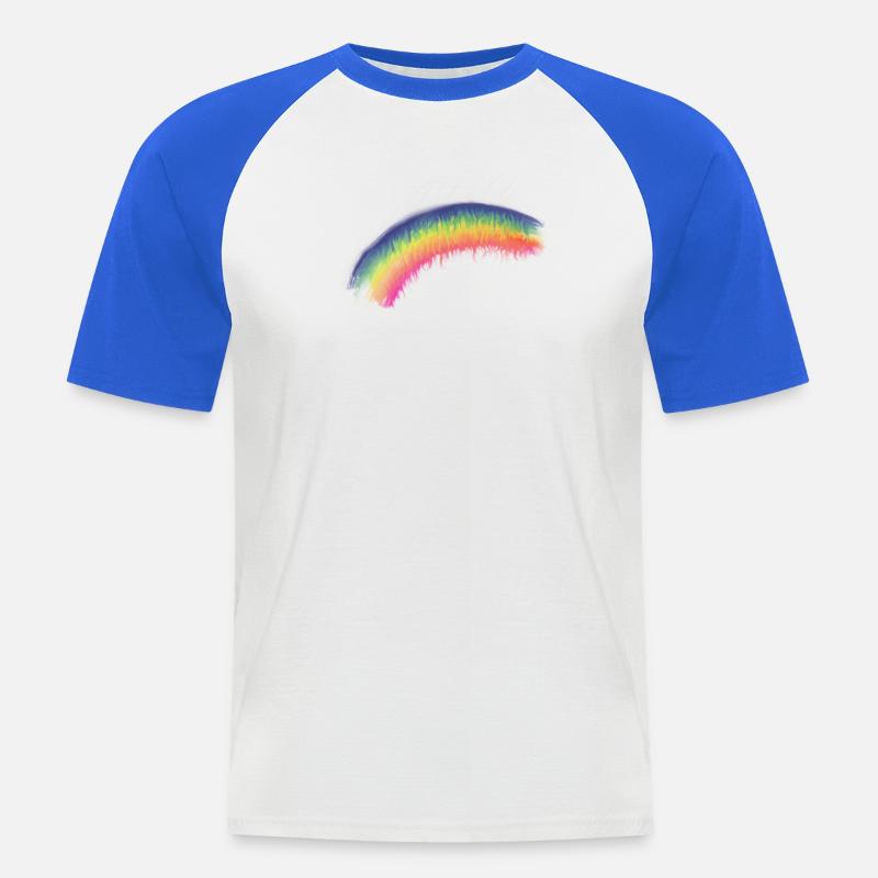 Regenbogen Pinselbogen - Männer Baseball-T-Shirt - Weiß/Royalblau