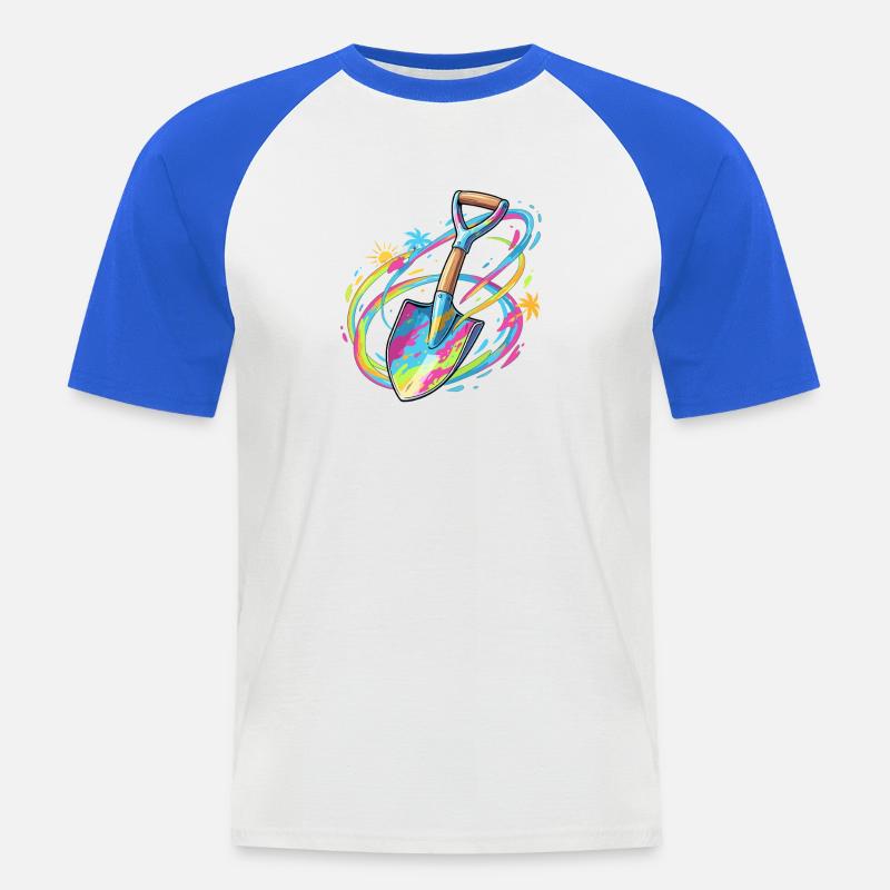 Farbexplosion Gartenschaufel Illustration - Männer Baseball-T-Shirt - Weiß/Royalblau
