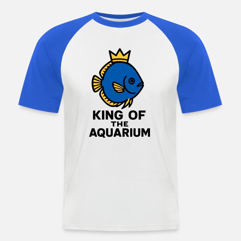 Il Re del Pesce Disco Coronato dell'Acquario - Maglia da baseball a manica corta da uomo - bianco/blu royal