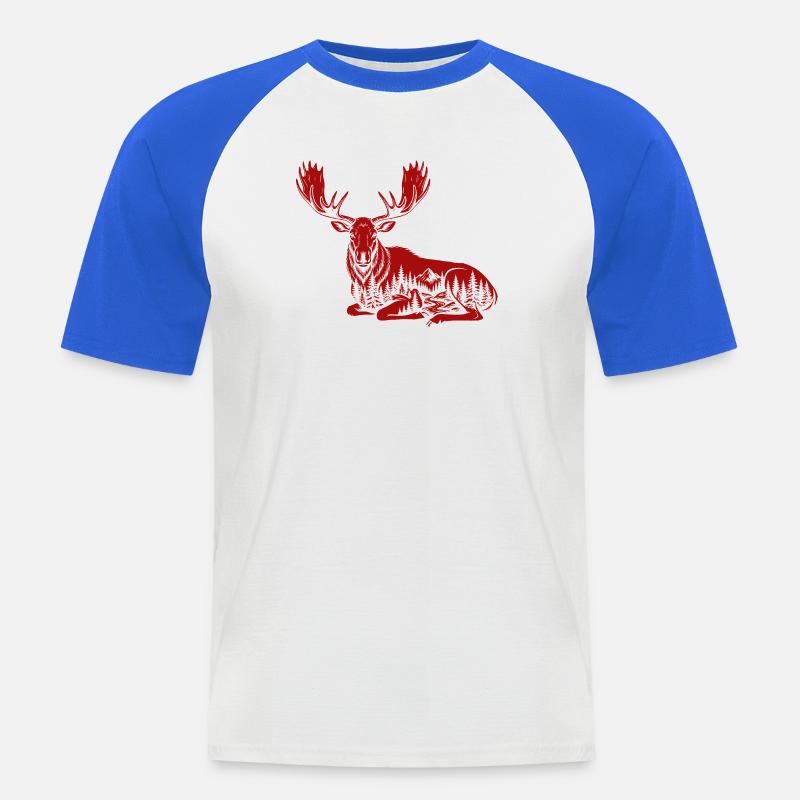 Alce - Maglia da baseball a manica corta da uomo - bianco/blu royal