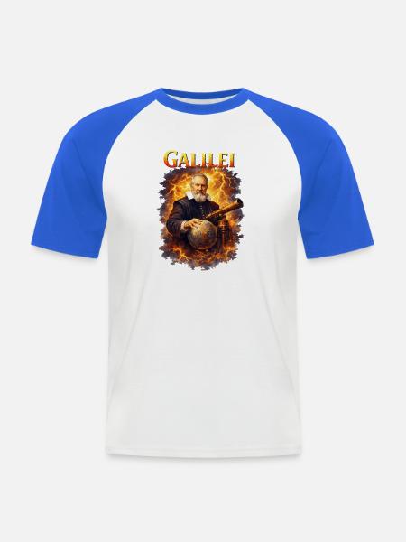Galileo Galilei Porträt - Männer Baseball-T-Shirt - Weiß/Royalblau