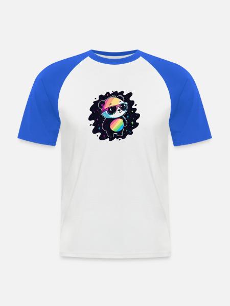 Panda Rainbow Galaxy Cool Glasses - Men's Baseball T-Shirt - white/royal blue