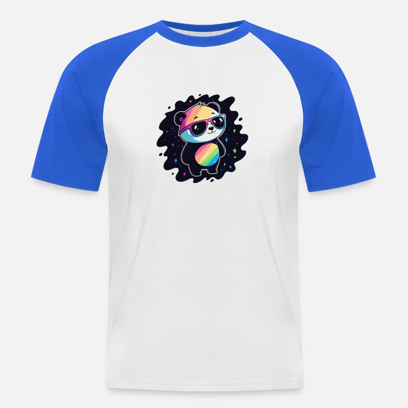 Panda Rainbow Galaxy Cool Glasses - Men's Baseball T-Shirt - white/royal blue