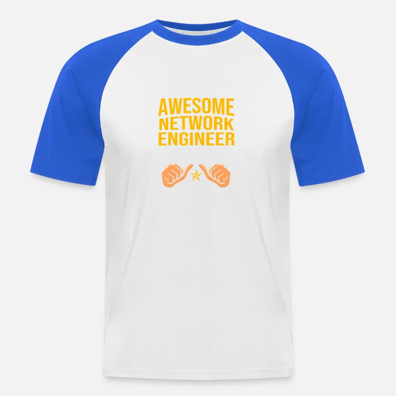 Netværksingeniør, programmør, datalog - Kortærmet herre-baseballshirt - hvid/kongeblå