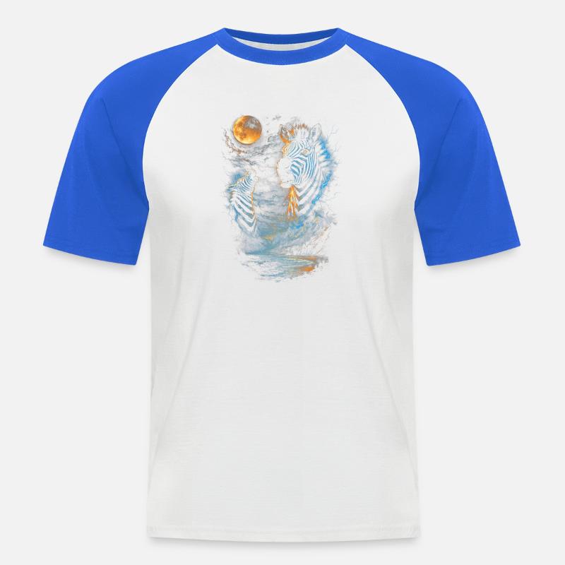 Zebra - Maglia da baseball a manica corta da uomo - bianco/blu royal